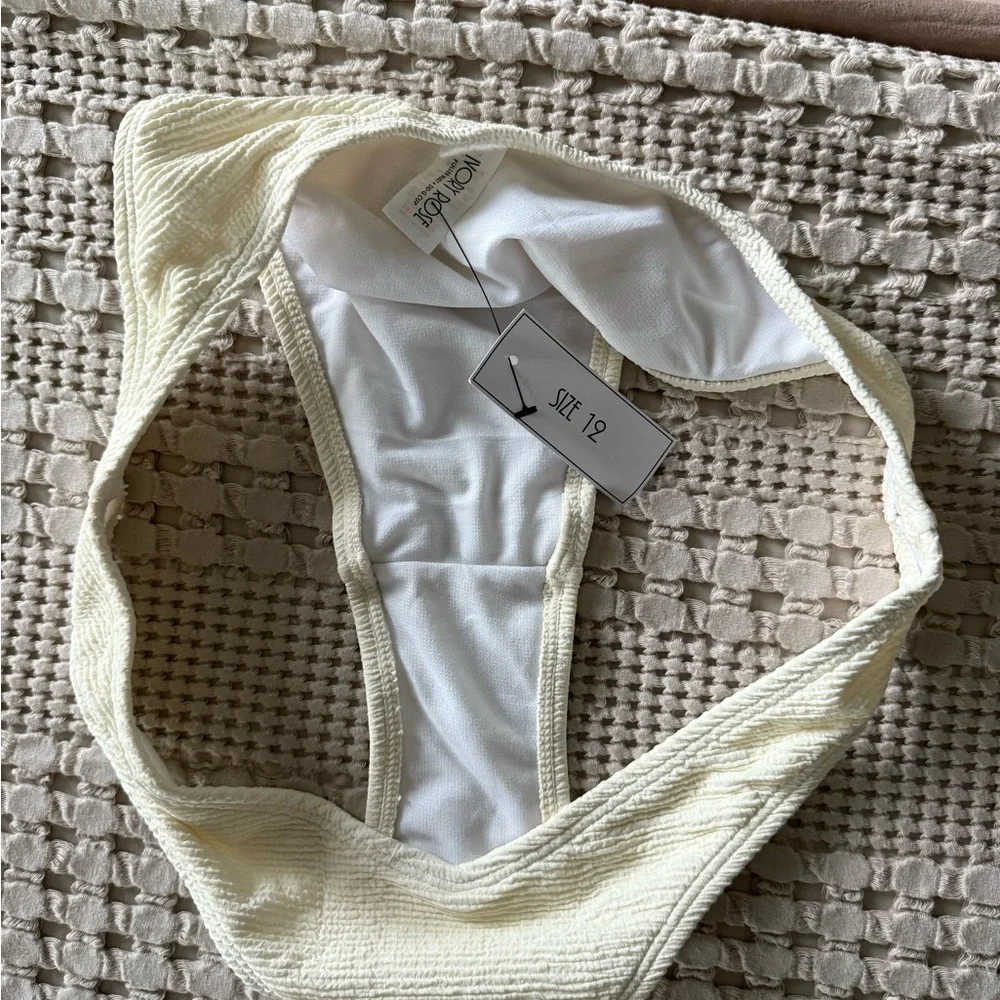 NEW Ivory Rose Ivory‎ Textured Bikini Bottom Size 12